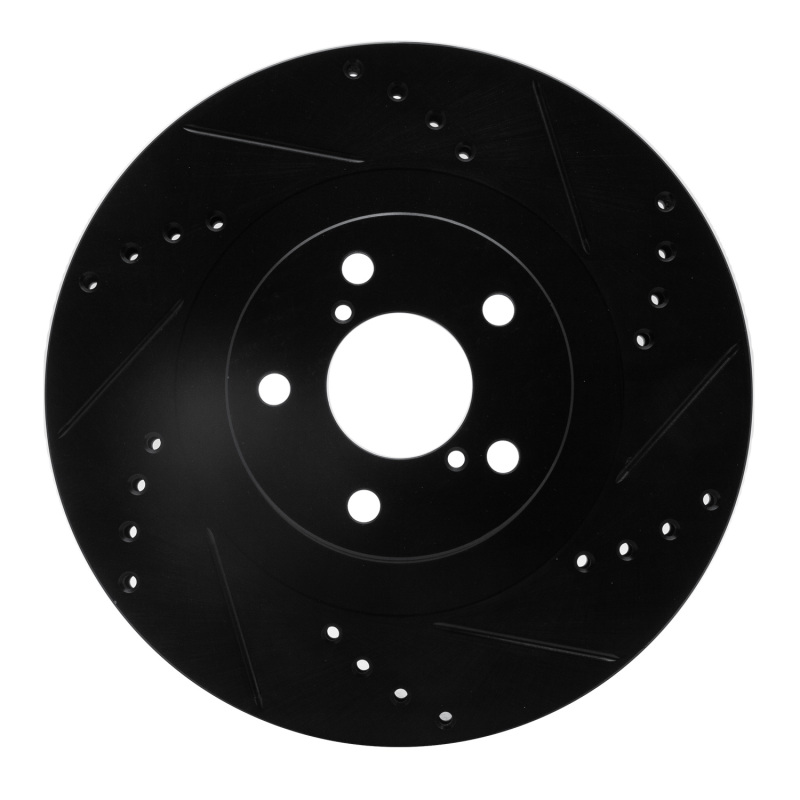 Saab 9-2X Brake Rotor (1) - Front Right - R1 Concepts - Drilled & Slotted - Black - `01-`08